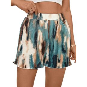 SOLY HUX Women's Tie Dye Shorts Elastic High Waisted Wide Leg Summer Shorts