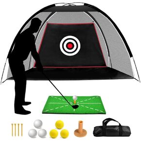 ASENVER Black Golf Practice Net Set Golf Nets for Backyard Driving Golf Net with Hitting Mat Target Cloth and Carrying Bag