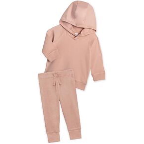 طقم هودي وبنطال رياضي مكون من قطعتين من كولور أورجانيكس - أحمر الخدود - 2T in Kuwait