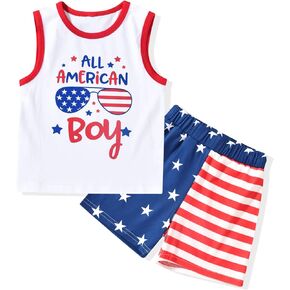 Aalizzwell Little Toddler Boys 4th of July Outfit