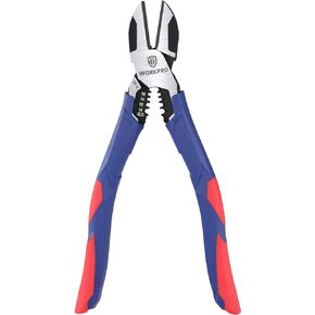 WORKPRO 7.5 Inch Diagonal Cutting Pliers with Wire Stripper, CRV Steel Wire Cutters with Comfort Grip Handles, Heavy Duty Side-Cutting Pliers for Electricians and Homes, Christmas Gift