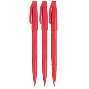 Pentel Red Original Sign Pen S520 Fibre Tip Marker Pens Colour Fineliner 2mm Nib 1mm Line Width (Pack Of 3)