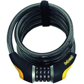 Onguard Doberman Resettable Combo Coil Cable Lock (Black, 185 cm x 12 mm)