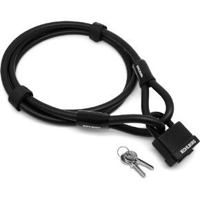 Cable Lock 7ft / 2 Meters Long - Steel Cable 2 m / 79" for Bicycle with Hook and Loop Fasteners - Steel Cable 7 feet for Patio Furniture & as Bike Lock - with Easy Locking-Mechanism
