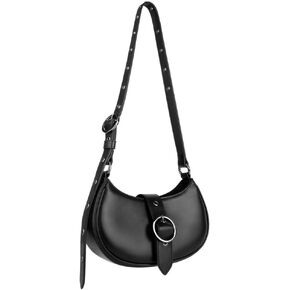 Y2K Silver Purses for Women Leather Crescent Shoulder Bag Metellic Hobo Crossbody Purse Tote Handbags