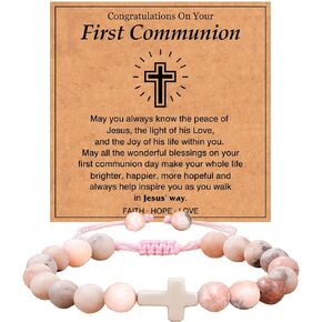 RAYSTAR First Communion Gifts for Girls Catholic,1st First Holy Communion Decorations Gifts for Girls Catholic Cross Bracelet for Girl Goddaughter
