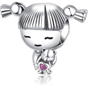 VALGACLS 925 Sterling Silver Family Love Mom Mouse Heart Charms for Bracelets Necklace Valentine's Day Mother's Day Jewelry Gift for Womens Girls
