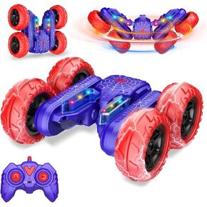 Remote Control Car Toys for 3-12 Year Old Boys, 360°Rotating 4WD Off-Road RC Stunt Car with Headlights 2.4Ghz Double Sided Rechargeable RC Cars Toy for Boys Age 4-7 8-12 Birthday Gift