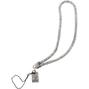 Silver Short Crystal Phone Lanyard Full Diamond Pendant Wrist Strap Bling Wristlet Keychain Strap for Woman Wallet Bag Credit Card Holder Lanyards and Wrist Straps Accessories
