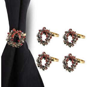 Gold Prancing Reindeer Christmas Napkin Rings Set of 4
