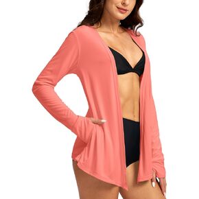 Women's UPF 50+ Sun Shirt Long Sleeve UV Sun Protection Shirts Lightweight Cardigan for Women with Pockets SPF Swim Cover Up
