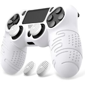 PlayVital Line & Dot Black Silicone Cover Skin for ps4 Controller, Anti-Slip Soft Protector Case Cover with Thumb Grip Caps for ps4 for ps4 Slim for ps4 Pro Controller