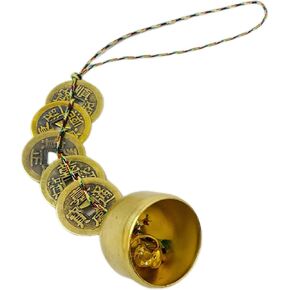 Wvkzuc Five Emperor Copper Coins Pendant Bell Chinese Feng Shui Bell for Wealth and Safe Home Car Decoration Bells