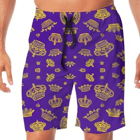 Men's Royal King Crown Beach Shorts Trunks Quick Dry Funny Shorts Swimwear Bathing Suits XX-Large