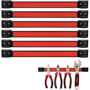 Mayouko 12" Magnetic Tool Holder Strip, 6 Packs, Metal Magnet Tool Organizer Bars for Garage, Workshop, Magnetic Strip for Tools