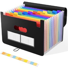SAYEEC Accordion File Organizer Folder, 13 Pockets File Folders Expandable Document Binder Paper Portable Binder with A-Z Colorful Tabs Large Capacity File Keeper for A4 Letter Receipt Bill