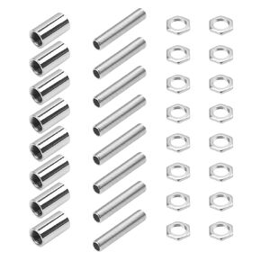 Rrina 8 Sets M10 Lamp Pipe Repair Parts Kits, M10x30 Hexagon Coupling Nut, M10x50 All Thread Lamp Pipe Nipples, M10 Hex Lock Nut(Hexagon)