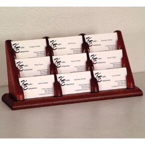Wooden Mallet 9-Pocket Countertop Business Card Holder, Mahogany