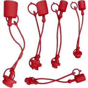 5 Sets Hydraulic Coupler Dust Cap1/4", 3/8", 1/2", 3/4", 1" Male Dust Cap and Female Plug Cover, ISO 5675 Pioneer Hydraulic Quick Coupler Cover Fittings, Red Cap with Retention Ring
