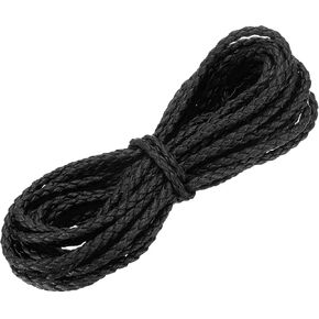 uxcell Leather Cord, 5.47 Yards 4mm Dia PU Braiding Thread String for Purse Handbag Shoelace DIY Crafts Bracelet Making, Black in Saudi Arabia
