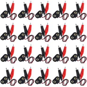 WMYCONGCONG 20 PCS 9v Battery Snap with Dual Alligator Clips 9v Battery Connector to Dual Alligator Clips Cable 15cm