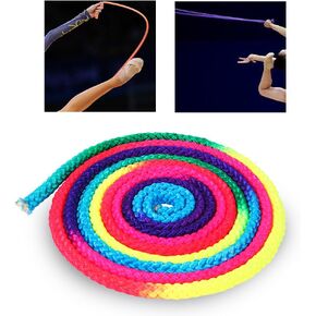 Gymnastics Arts Rope, 2.8m/110inch Rainbow Color Rhythmic Gymnastics Rope Solid Competition Arts Training Rope Nylon Jumping Training Rope for Artistic Exercise Fitness Training Rope