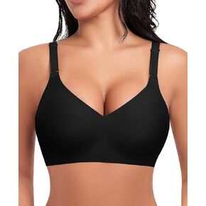 Ganado Seamless Bras for Women No Underwire V Neck Wireless Bras Push Up Support Padded Bralette Comfort T Shirt Bra