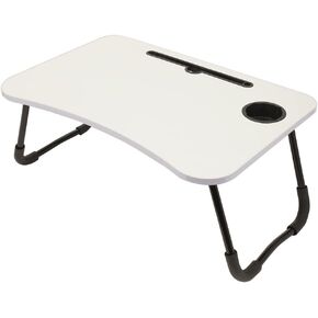 Home Basics Contoured Bed Tray with Media Slot and Cup Holder | Great for Holding a Laptop | Work at Home | Holds a Drink & Cell Phone | Use for Work | Breakfast in Bed (Birch)