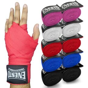 ENESTO Boxing Hand Wraps for Men Women Inner Gloves, Breathable 160 inch Elasticated Thumb Loop Bandages for Training Punching Bag, Under Mitts Wrist Wraps 4m