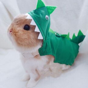 Rabbit Clothes Halloween Costume Dinosaur Harness Adjustable Hoodie for Halloween Dress Up Party Cosplay Photo Shoot for Rabbit Chinchilla Guinea Pig Kitten Puppy Small Animal (M (Chest:11"-16"))