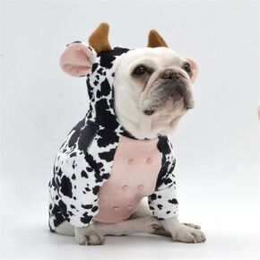 Dog Cats Pet Hoodies Puppy Soft Warm Winter Clothes Milk Cow Cattle Costumes for Holiday Halloween (Medium)