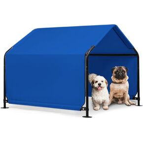 Outdoor Pet Shade Dog Shade Shelter, Versatile Pet Canopy Tent Pet Awning for Dogs, Cats, Small Animals and Livestock, 4'x4'x3' Waterproof, Sun Protection, Blue