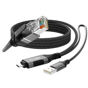 Micro USB to Ethernet Adapter 4 FT, Micro USB to RJ45 Patch Cable with Power Cord, Compatible for Streaming Stick, Fire TV Stick, Chromecast, Google Home Mini, LAN, Network, OFC, Nylon Braided Cable
