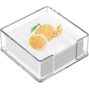 Acrylic Cocktail Napkin Holder,5.5" x 5.5" Clear Napkin Holder for Table,Beverage Napkin Holder Acrylic Napkin Holder Square for Bar,Party, Dinner, Kitchen & Bathroom.