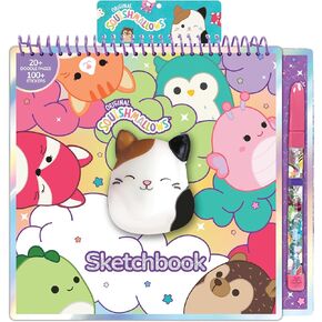 Original Squishmallows Sketchbook, Over 20 Stationery Supplies, Features Squishmallows Scrapbook Stickers, Cam The Cat Fidget Toy, Drawing Paper, Great Kids Craft, Coloring Books for Kids Ages 4-8