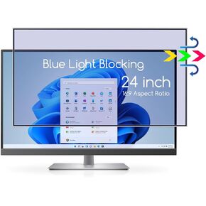 KEANBOLL 24 Inch 16:9 Computer Anti Blue Light Screen Filter for Monitor -Blocking Blue Light Anti-Glare Protector - Four-Sided Ring Adhesive
