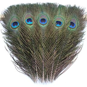 Tinsow 20 PCS Natural Peacock Eye Feathers 9.8-11.8 inch for DIY Craft, Wedding Holiday Decoration
