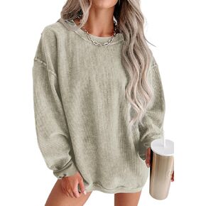 سترة حريمي كاجوال من aviviRuth بياقة دائرية كبيرة الحجم وأكمام طويلة بلون سادة بلوفر خريفي مريح in Kuwait