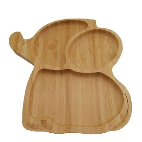 Bamboo Baby Plates for Snacks,Baby Essentials of Toddler Plates,Eco-Friendly Cute Elephant Design Baby Feeding Supplier