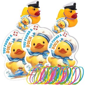 Duck Tags, Cruising Rubber Duck Tags, 50 Set Duck Tags for Cruising, Cruise Duck Ducking Games Card, Yellow DCUK & Drift Bottle Shape Design, with Round Hole and Rubber Bands-CONQUACKULATIONS