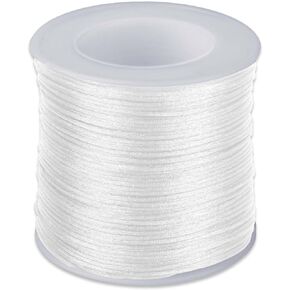 White Nylon String 110 Yards 0.8 mm Nylon Thread Braided Thin String Nylon Cord Twine String to Make Bracelets,Wind Chime Outdoor Twine String for Waist Beading,Necklaces,Blinds,Crochet Thread,Craft