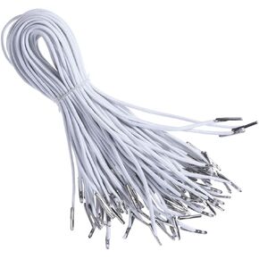 Ciieeo 50PCS Elastic Fasteners Elastic Barbed Cord with Metal Barbs White Elastic Band String for Mask Hats Pants Shoes Jackets