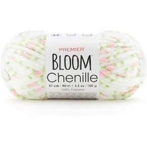 Premier Yarns Premier Bloom Chenille Yarn-Cherry Blossom, White