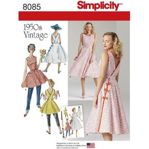 Simplicity 8085 1950's Vintage Fashion Women's Wrap Dress Sewing Patterns, Sizes 14-22