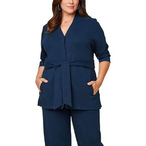Fruit of the Loom Women's Plus Size ¾ Sleeve Stretch Tie Jacket