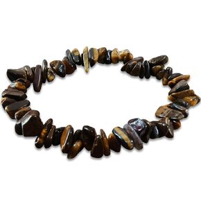 Natural Raw Gemstone Bracelets, Natural Crystal Chip Bead Bracelet, Healing Stone Beaded Bracelets for Women Men Girls Gifts (Tiger's Eye)
