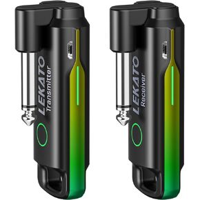 LEKATO Audio Wireless Guitar System UHF Wireless Guitar System Rechargeable Wireless Guitar Transmitter Receiver with 70 Channels Wireless System for Guitar Bass Electric Instruments (Green)