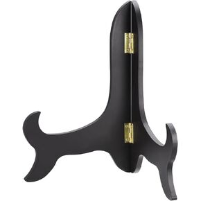 uxcell 10" Easel Plate Holder, Wooden Folding Display Stand Black for Decorative Picture Frame