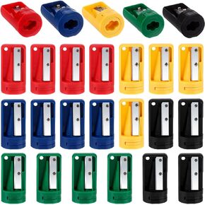 20 Pack Carpenter Pencil Sharpener Compact Manual Carpenter Pencil Sharpener Portable Woodwork Pencil Cutterfor Woodworking Travel School Office,5 Vibrant Shades