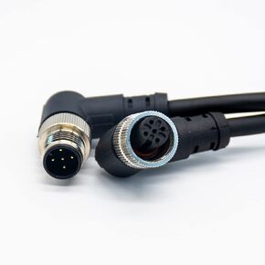 M12 Right Angle Connector Male to Female A-Coding 1M AWG22 Female to Male M12 Cable (5 Pin)